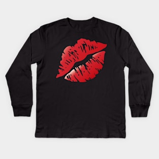 Kiss Mark - Lip Print, Lipstick Mark Kids Long Sleeve T-Shirt